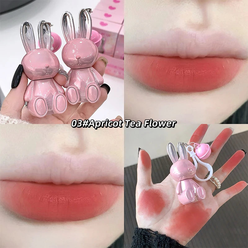Gege Bear Pink Rabbit Velvet Matte Lip Cream Black Rabbit Water light lip glaze matte mirror pendant lipstick lip gloss Qme GX1229-3