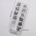 12Grid Vintage Cross Nail Art Charms Y2k Metal Alloy Skeleton Angel Qme ONESIZE
