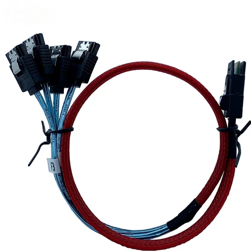 HD Mini SAS 12G SFF-8643 To 4 SATA Cable Adapter,Internal SFF 8643 Motherboard Controller To 4 SATA Hard Drive Converter Qme