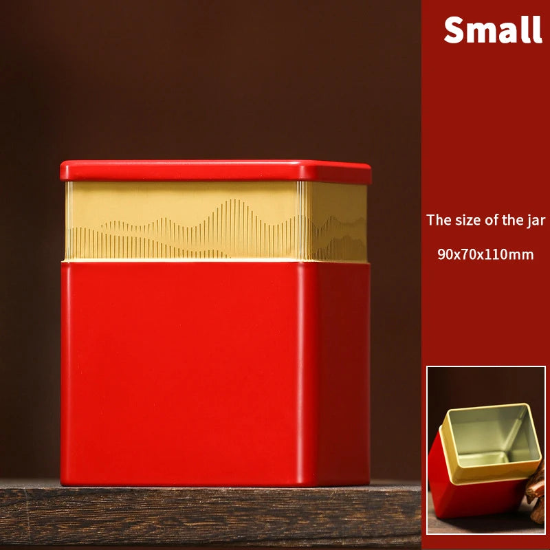 Mini Empty Tea Tin Can Household Green Black Tea Sealed Jar Portable Home Small Tea Packaging Box Tinplate Storage Cans Qme Small Red