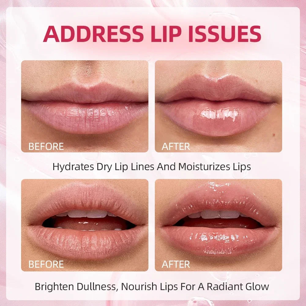 QIBEST 4Pcs Roll-On Lip Balm Moisturizing Clear Transparent Lip Oil Long Lasting Hydrating Rolling Bead Lip Gloss Woman Makeup Qme