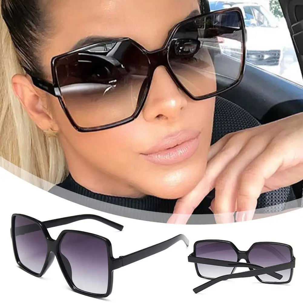 New Vintage Sunglasses Women Men Square Big Frame Sun Glasses Female Brand Designer Retro Shades Fashion Sunglasses for Male Qme
