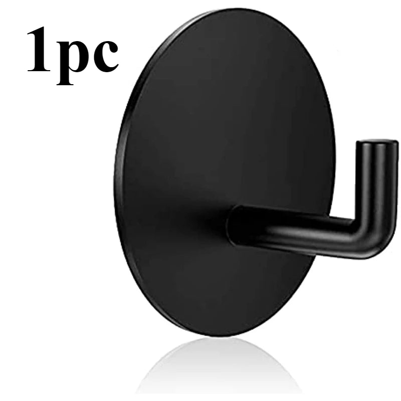Wall-mounted shower hanger, used for hanging loofahs, towels, clothes, bathrobes - a detachable bathroom storage device Qme Black
