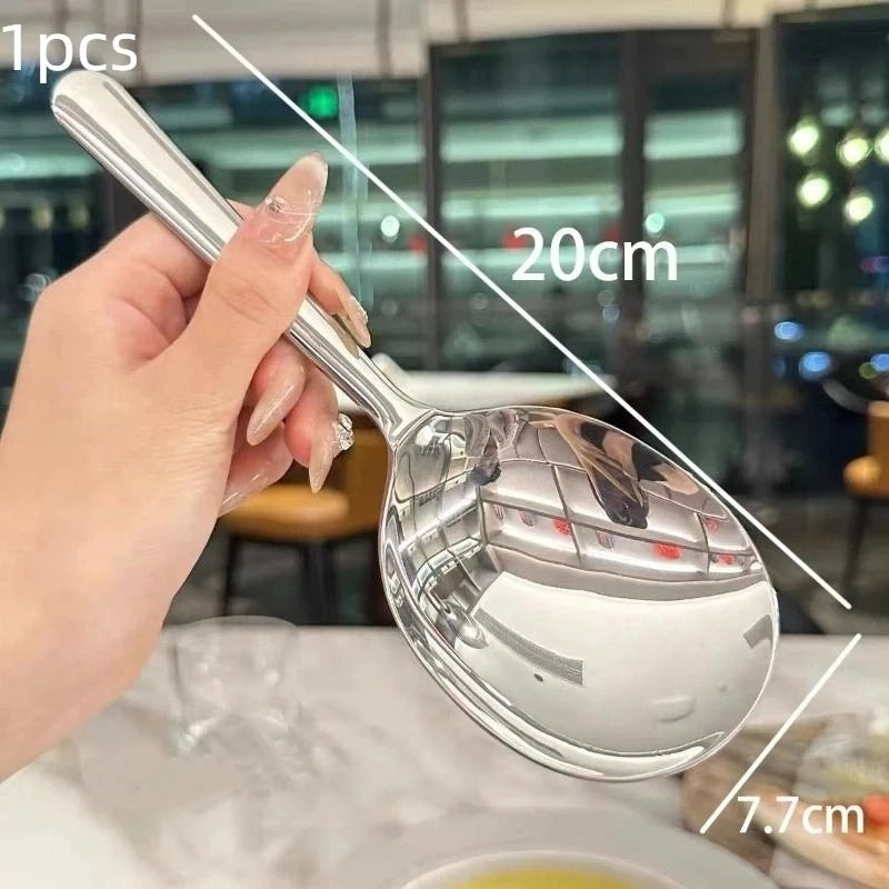 Stainless Steel Ladles For Serving Soup Rice Serving Spoon Drain Hole Heat Insulated Handle Kitchen Utensils For Daily Use Qme 2