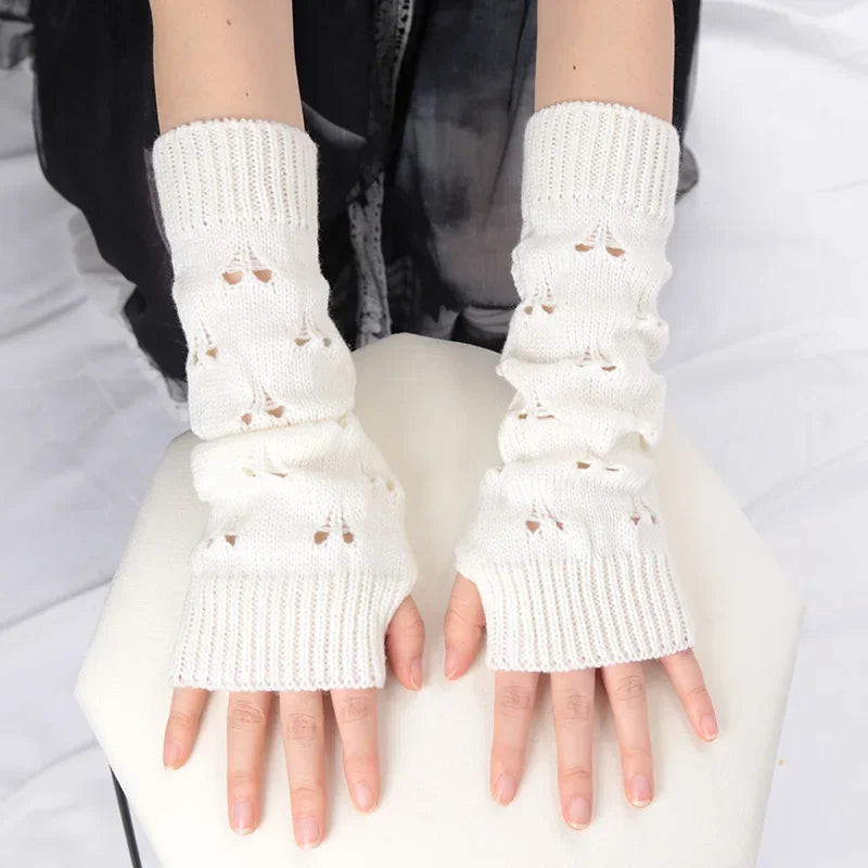 Women Long Fingerless Soft Gloves Cute Fashion Gothic Cosplay Y2K Qme