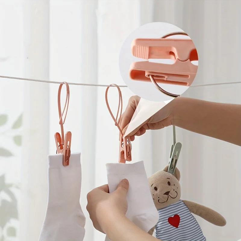 12pcs Small Clothes Pins, Travel Drying Clip with Lanyard, Travel Towel Socks Drying Clips, Household Clothes Pegs, Clotheslines Qme