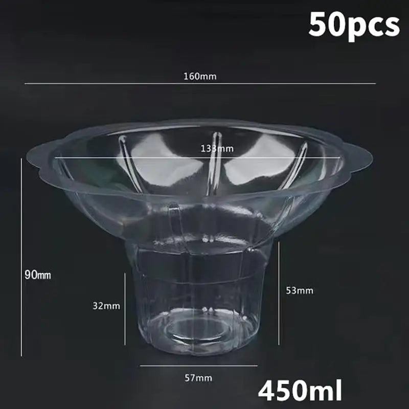 Transparent Shaved Ice Cups Flower Shaped Snow Cone Small Leak Proof Qme 450ml