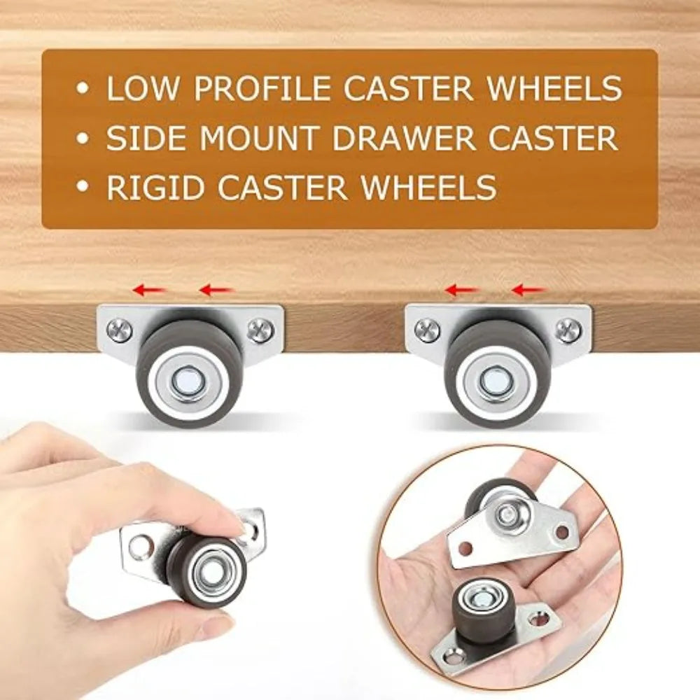 Mini Silent Furniture Wheel Side Mounted Directional Wear-resistant Sliding Door Roller Office Furniture Rubber Caster Wheel Qme