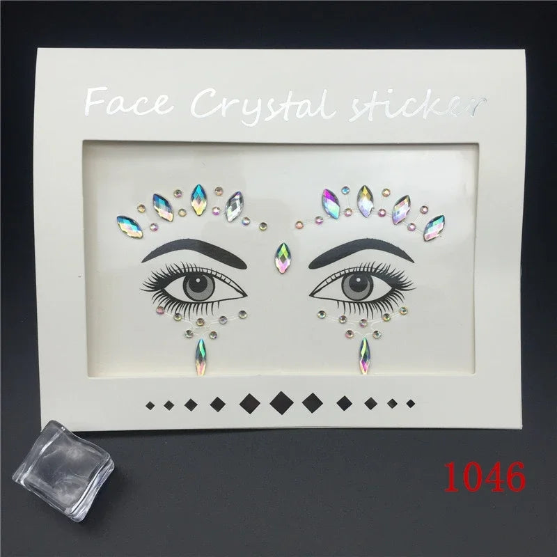 Face Gems Rhinestone Temporary Tattoo Jewels Festival Party Body Eyes Glitter Stickers Flash Mermaid Temporary Tattoos Sticker Qme 1046