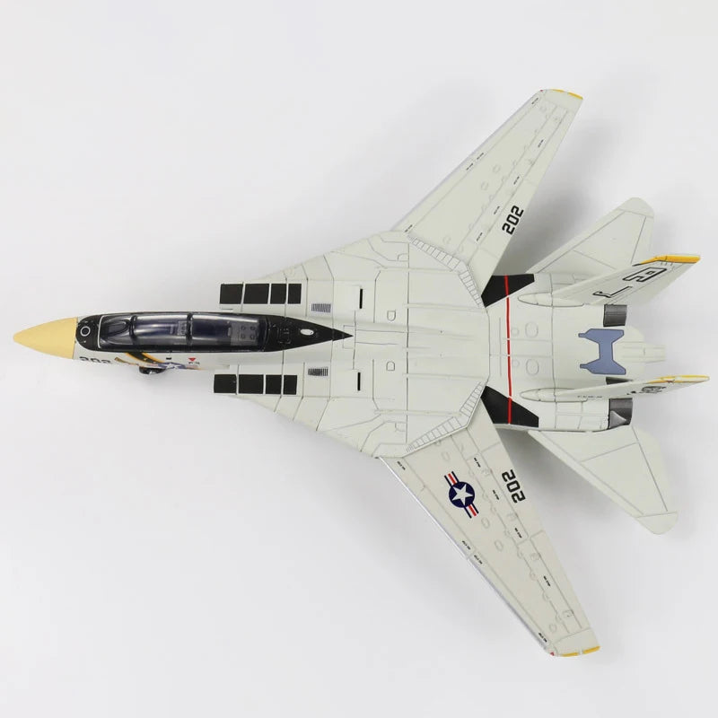 1 72 Scale F-14 Tomcat Fighter Jet Model White Black ABS Plastic Qme