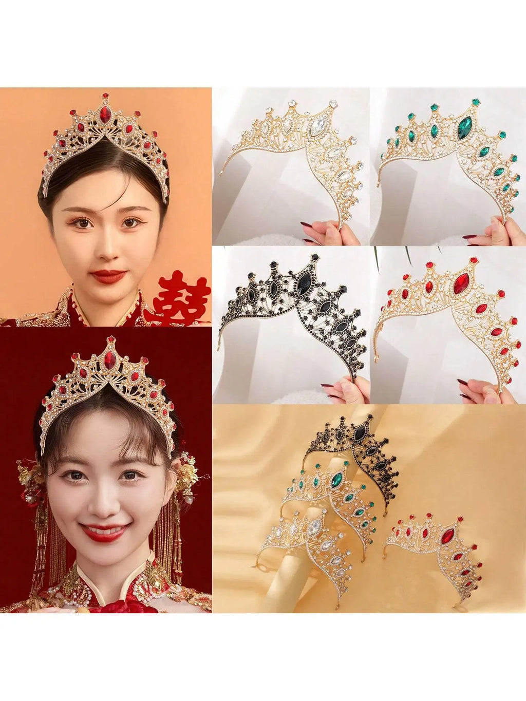 Bridal Hair Crown 1pcSet Luxury Wedding Accessories Bride Multicolor Qme