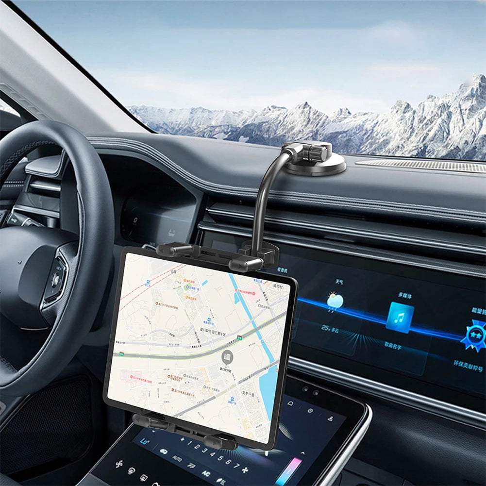 Suction Cup Windshield Car Tablet Mount Adjustable Dashboard Phone Tablet Holder Truck Window Phone Stand for Truck SUV Vehicle Qme
