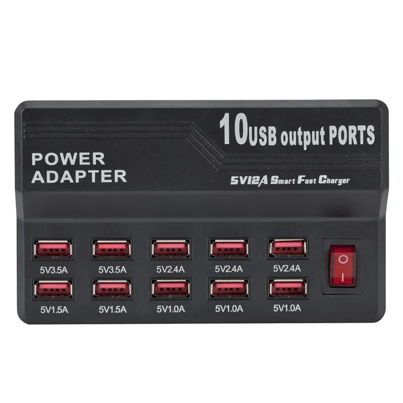 10 Ports USB Charging Station Wall Travel Desktop Charger Hub Power Adapter Charger Digital Charger for IPhone Samsung Qme