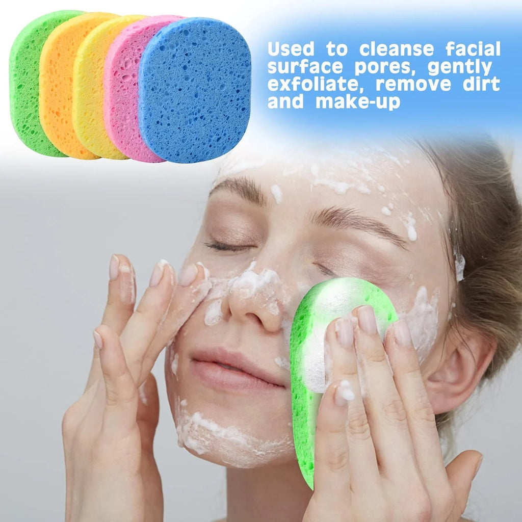 Wood Pulp Round Facial Cleansing Sponges Cleaning Brushes Cleanse Qme