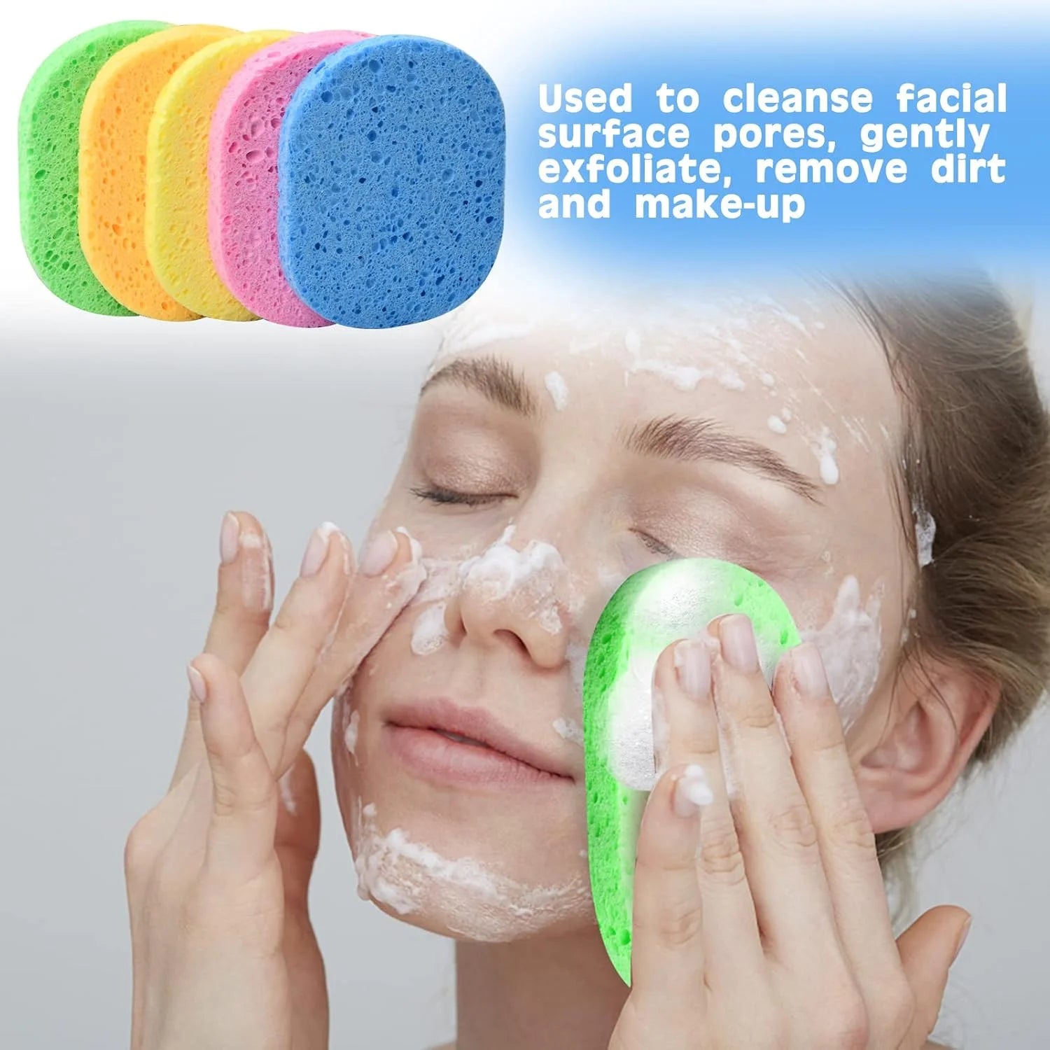 Wood Pulp Round Facial Cleansing Sponges Cleaning Brushes Cleanse Qme