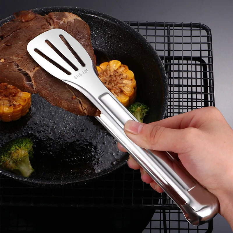 Stainless Steel Food Tongs Barbecue Tongs Meat Salad Steak Food Serving Clip Tweezers Long BBQ Cooking Tongs Kitchen Utensils Qme