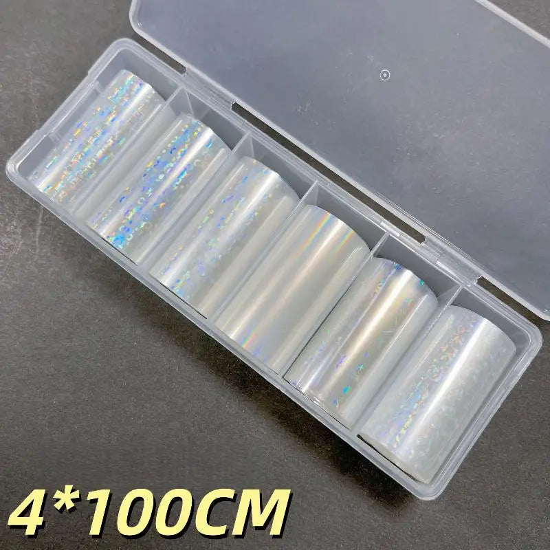 10 Patterns Metallic Nail Foil Transfer Paper Stickers DIY Manicure Qme A4