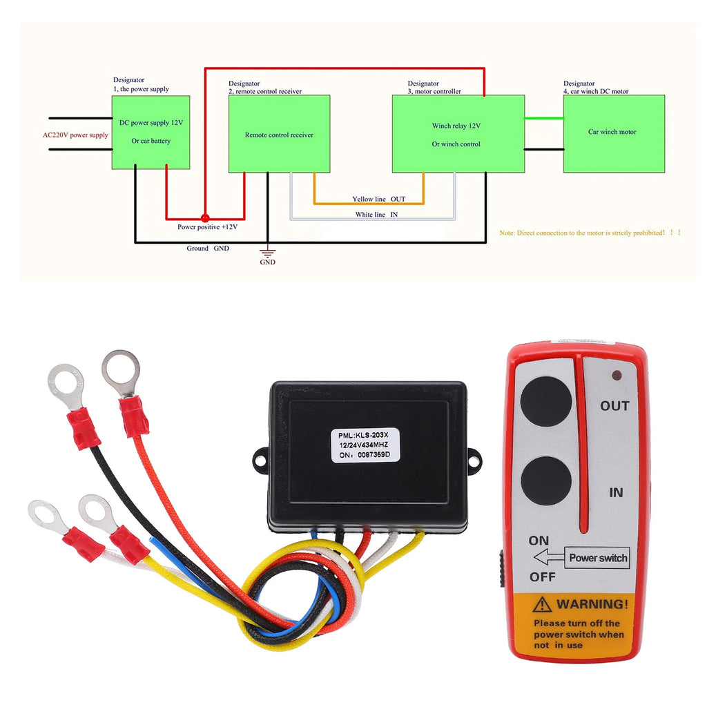 Winch Wireless Remote Control Kit with Receiver 12V 24V for Truck ATV SUV Winch Remote Control Kit Qme