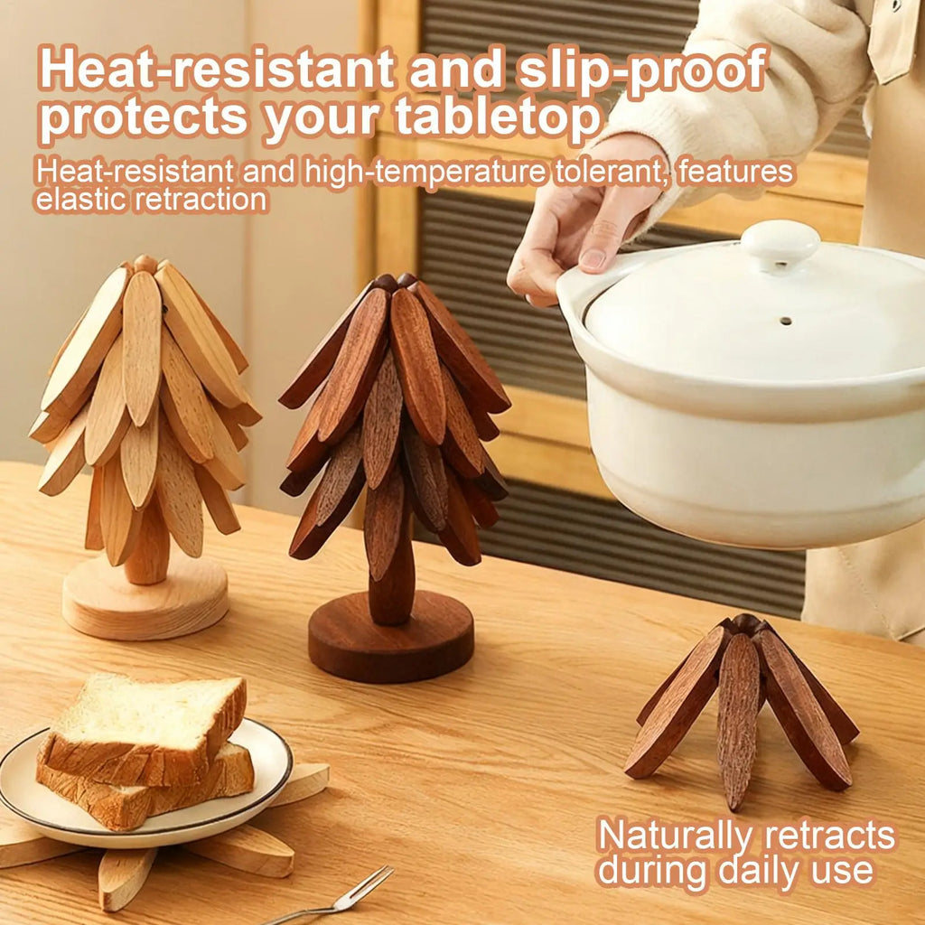 Tree Trivet Wooden Insulation Placemat Non-Slip Cup Coaster Set for Cookware Stove Pan Cup Teapot Hot Dishes Bowl Kitchen Dining Qme