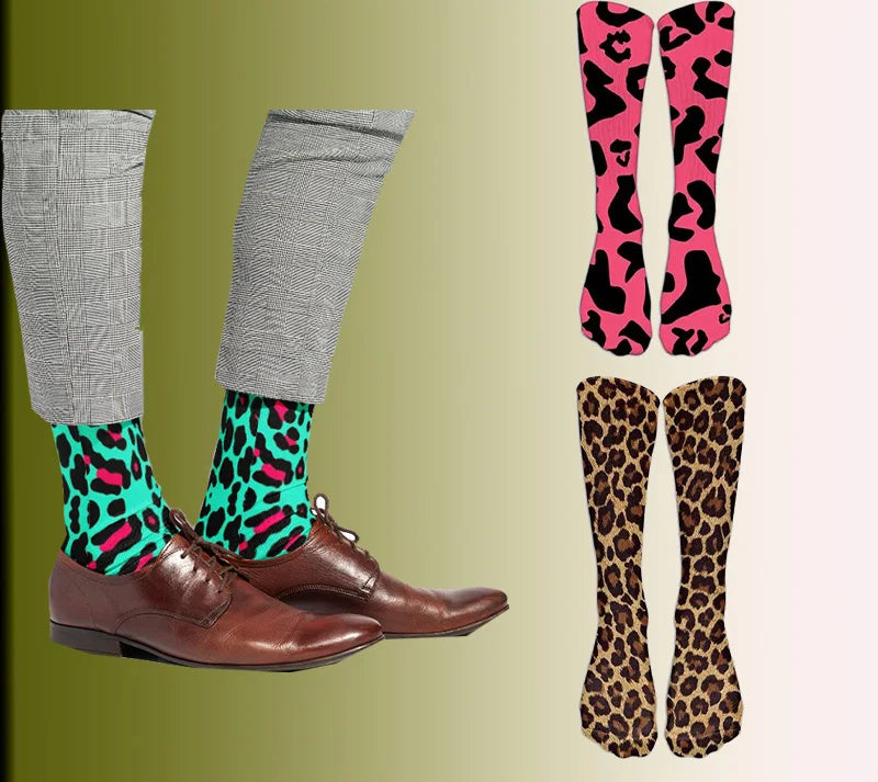 Sexy Leopard Pattern Novelty Socks Men's Fashion Home Women Harajuku Qme