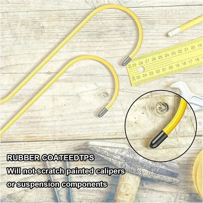 S-Shaped Brake Caliper Hanger Hooks with Rubber Tips - Universal Auto Tool for Brake Pad Replacement & Maintenance Qme