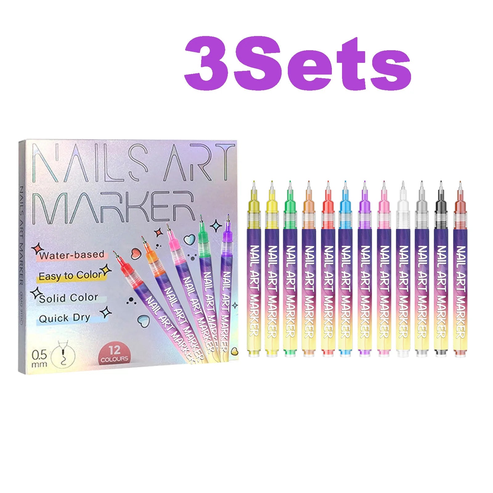 12pcs/Set Nail Art Graffiti Pen DIY Nail Art Painting Pens Abstract Lines Fine Design Multi-Color Drawing Nail Painting Tools Qme 3 Sets