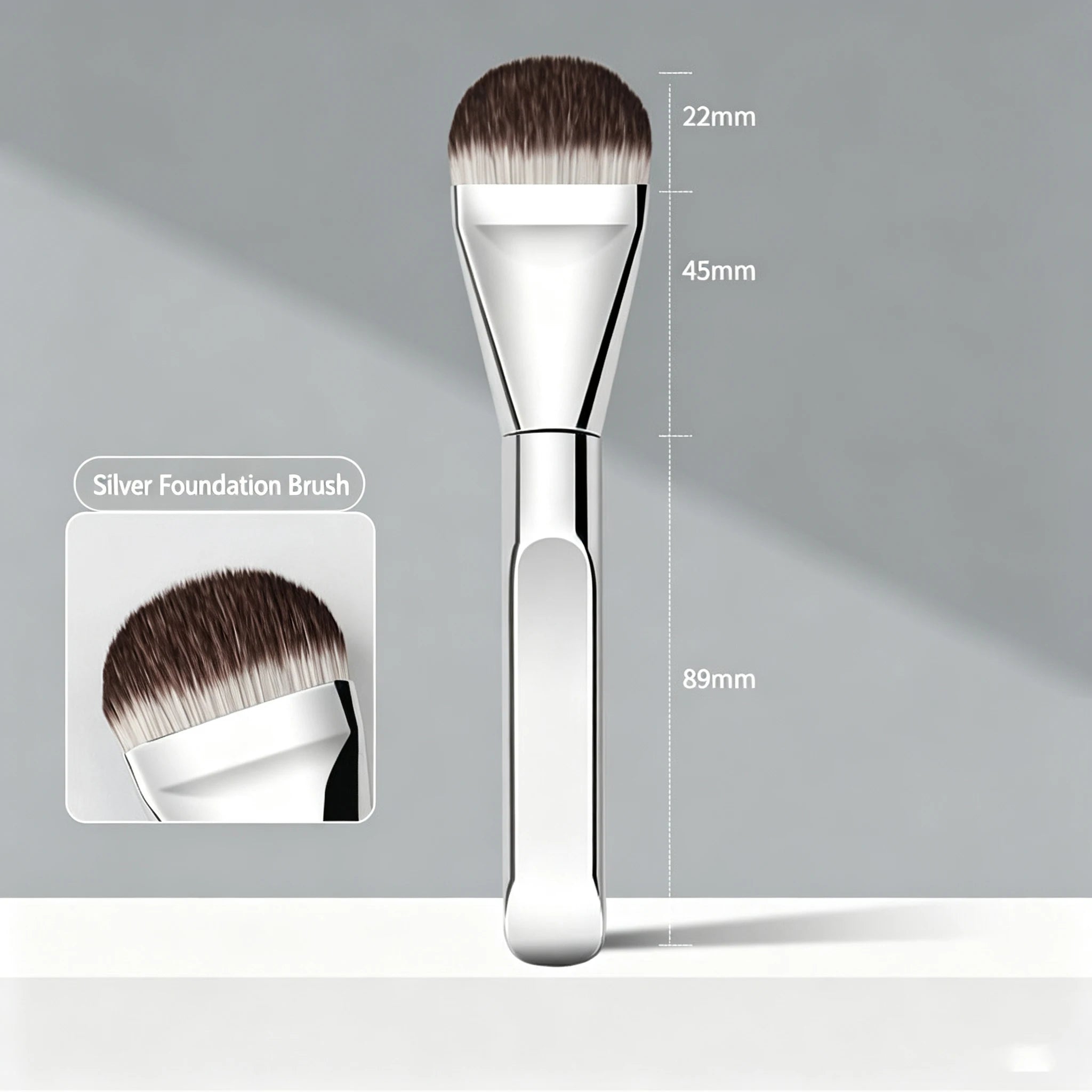 Tongue-shaped Foundation Brush Ultra-thin Seamless Base Makeup Qme Silver