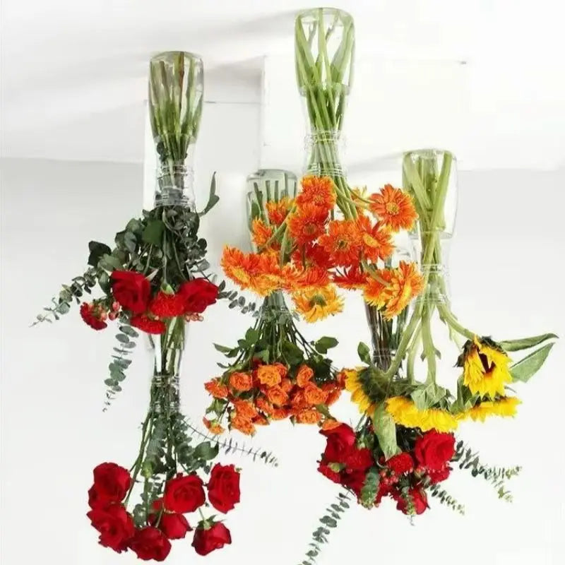 Nordic Transparent Plastic Vase Flower Arrangement Container Creative Hydroponic Plant Flower Vases Home Living Room Desk Decor Qme
