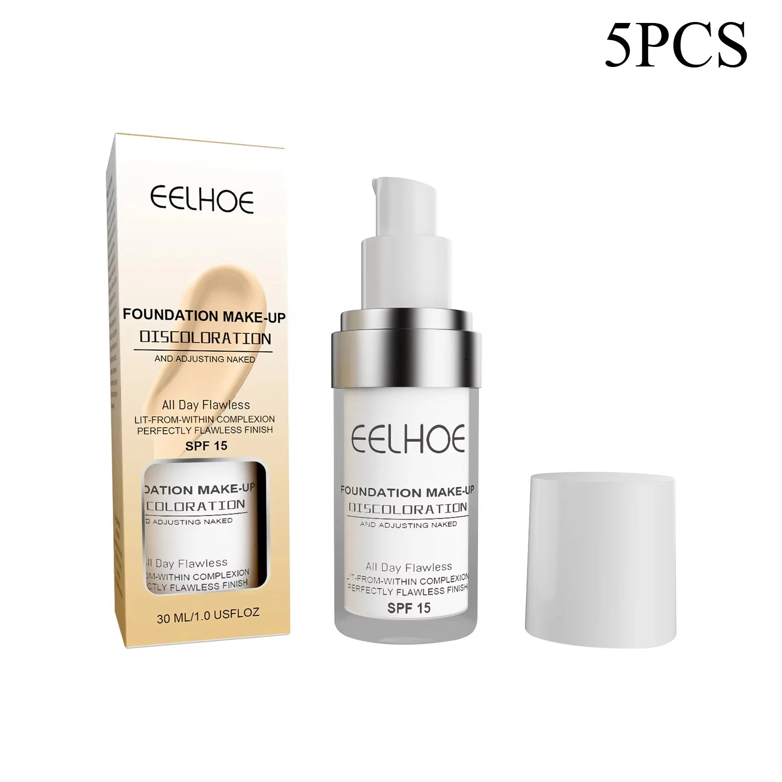 EELHOE Color Changing Liquid Foundation Moisturizing Waterproof No Creasing No Separation Concealer Makeup Products Wholesale Qme 5pcs
