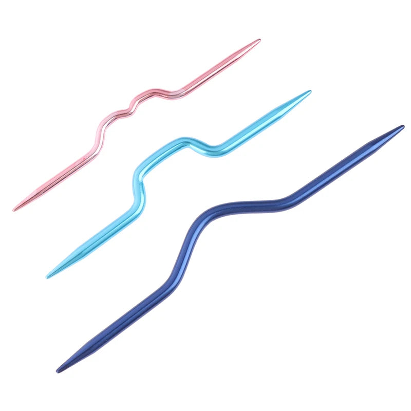 3Pcs/lot Curved Crochet Hooks Aluminum Knitting Needles Pins For Scarf Sweater Twist Weaving Sewing Stitch Knit Tools Qme