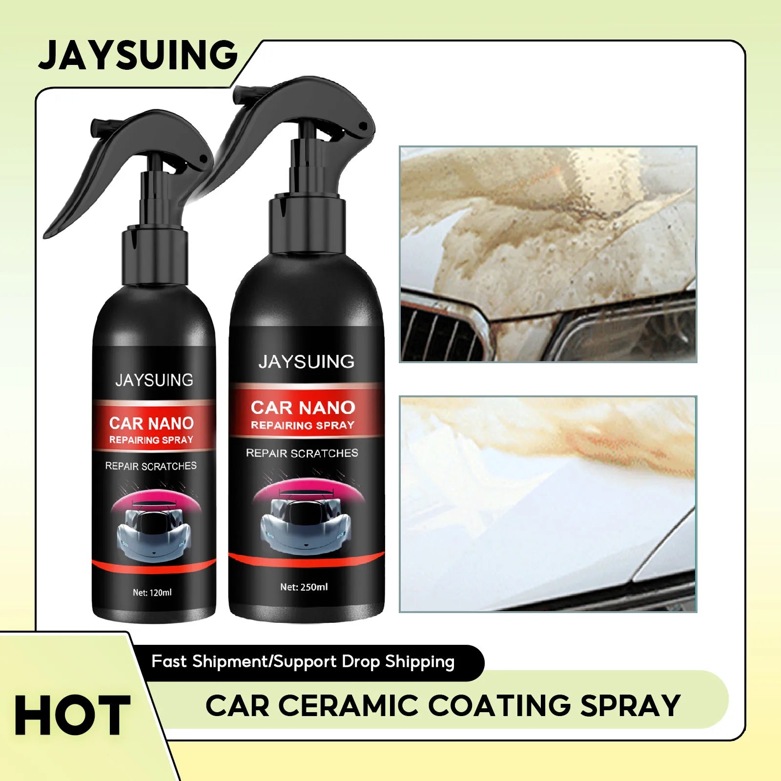 250ML Car Ceramic Quick Coating Spray Nano Hydrophobic Body Polish Scratch Repair Remover Paint Protection Spray Car Accessories Qme
