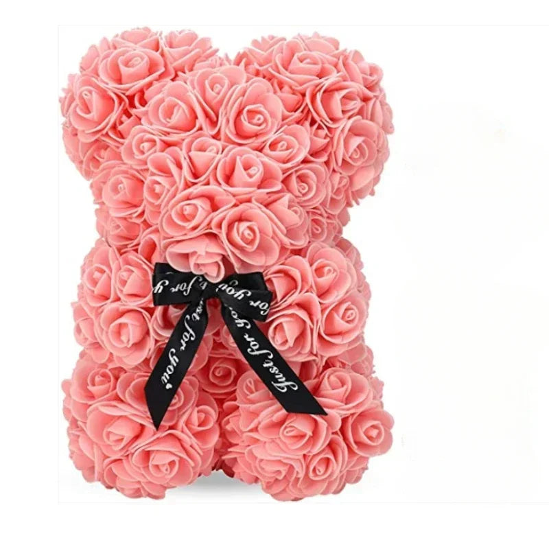 Artificial Flower Eternal Rose Teddy Bear Mom Mother's Day Birthday Qme PInk