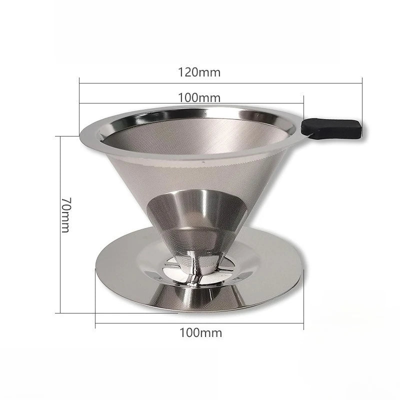 Food Grade 304 Stainless Steel Coffee Infuser Dual-Layer Filter Reusable Dripper Holder Rust Resistant Easy Clean Design Qme 1pc