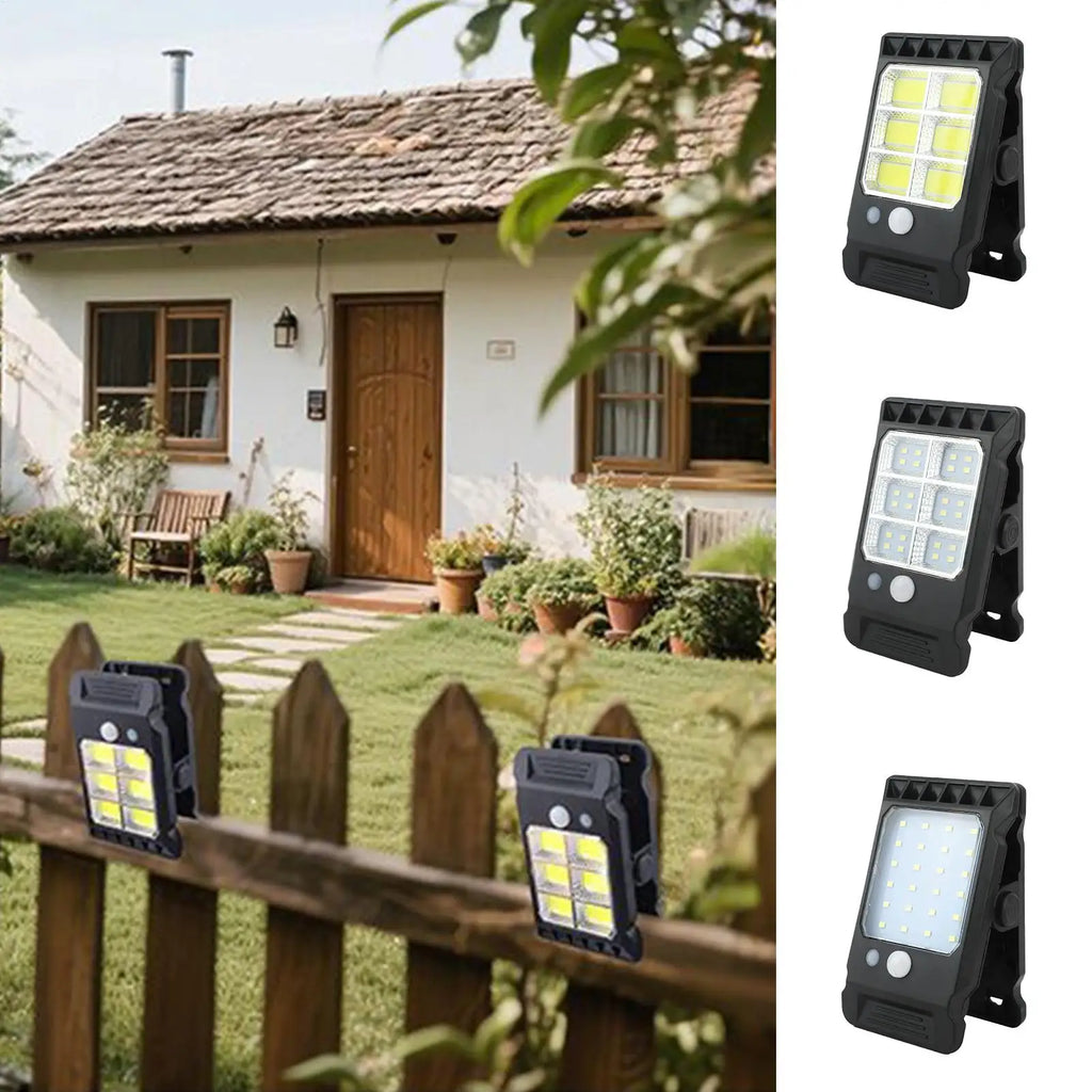 Clip Solar Lights Outdoor Smart Sensor 3 Modes Lamp Deck Yard Camping Qme
