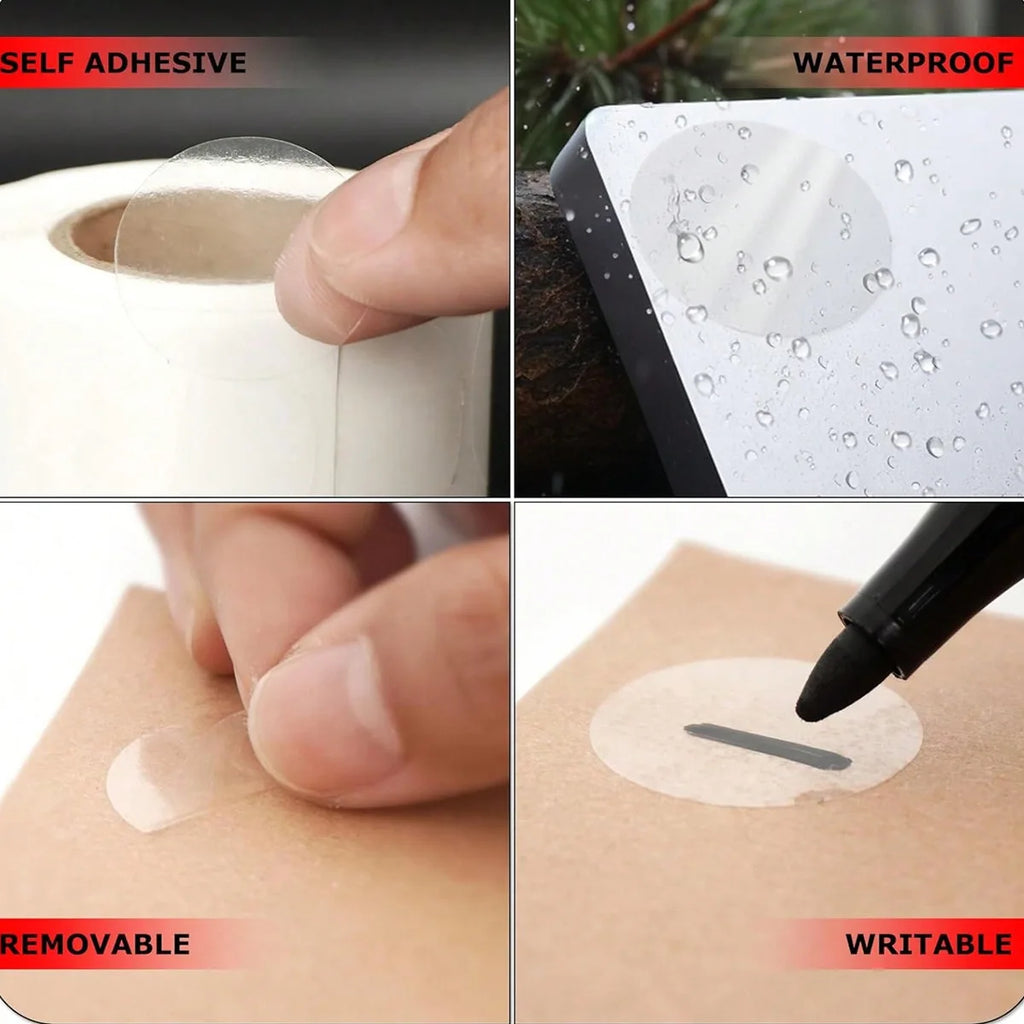 1"/1.5" Round Clear PVC Stickers Crystal Transparent Envelope Tab Sealer Retail Package Clear Seal Self Adhesive Label Sticker Qme