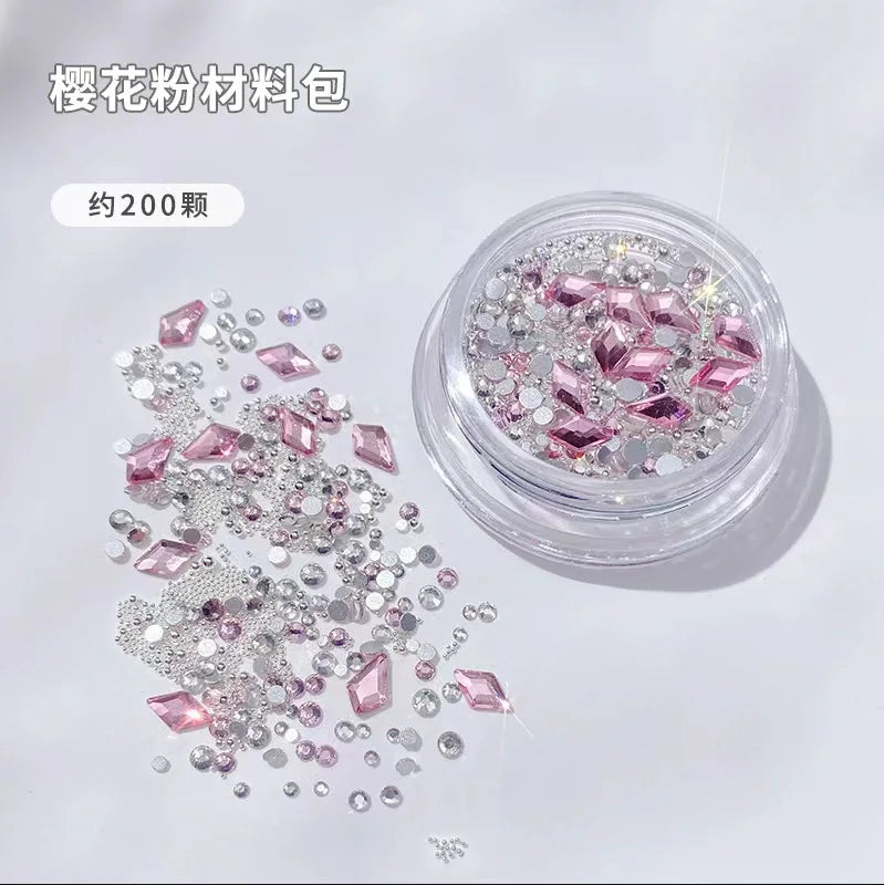 White Nail Art Rhinestone Multi Shape Crystal Flat Pink Round Bead Qme Chocolate
