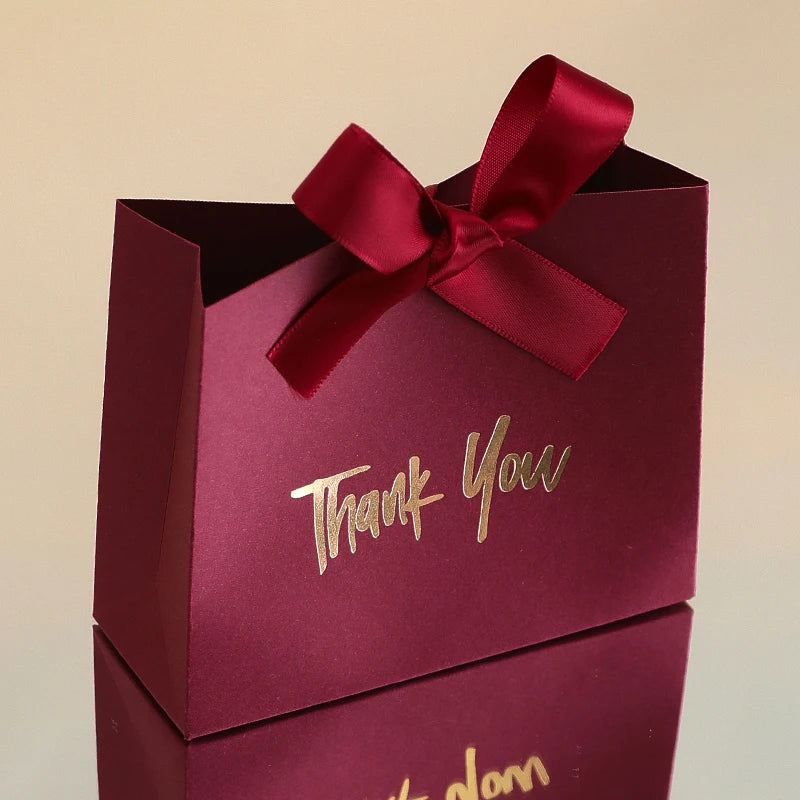 10 Mini Gift Boxes/Gift Bags with Gold Ribbon and Thank You Text Design, Available in Various Colors, Perfect for Wedding Favors, Mother's Day, Father's Day Party Gifts, and Small Gifts, as Well as Birthday, Gender Reveal, Gr Qme 10Pcs Red Other Other