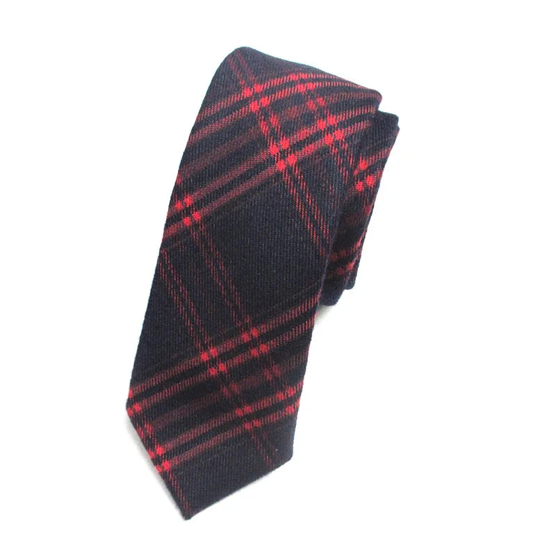 Fashion Woven Cotton Ties Men Skinny Neck Tie Wedding Casual Plaid Qme RT9