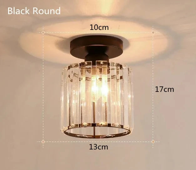 Crystal Ceiling Light Corridor Channel Ceiling Lamp Luxur Balcony Aisle Lamp Home Foyer Track Light Kitchen Ceiling Light Qme Round Black