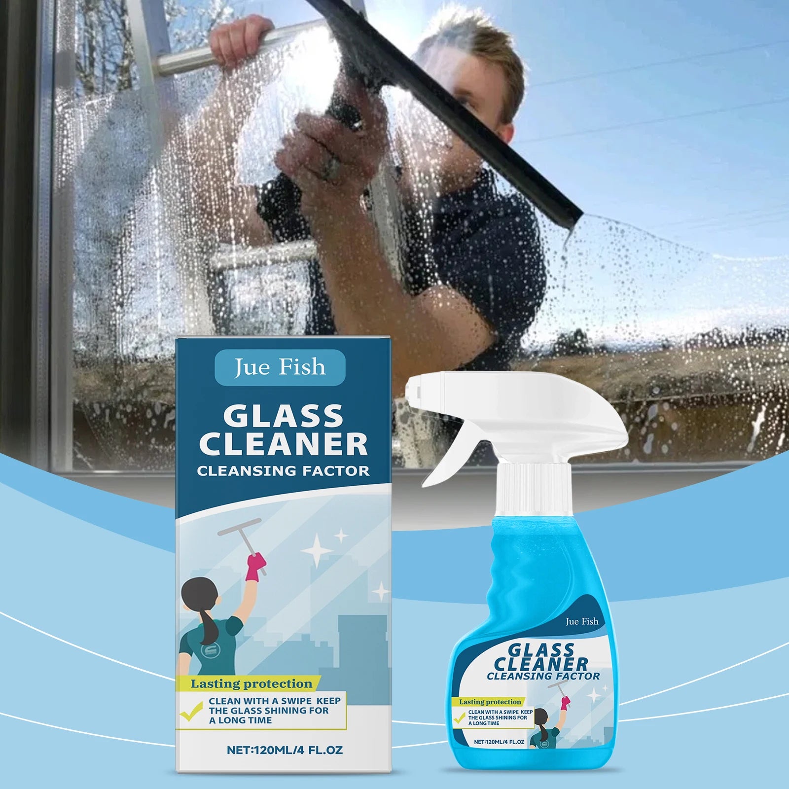 Glass cleaner for home mirror glass to remove oil, stains and dirt; glass cleaning spray Qme