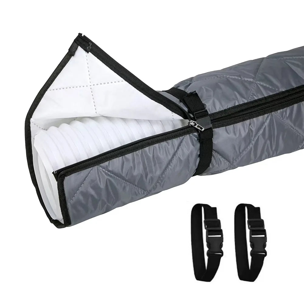 New Universal Straps Air Conditioner Hose Waterproof Cover with 2 Buckle Straps Hose Insulation Cover Heat Insulation Protective Qme Grey Zipper