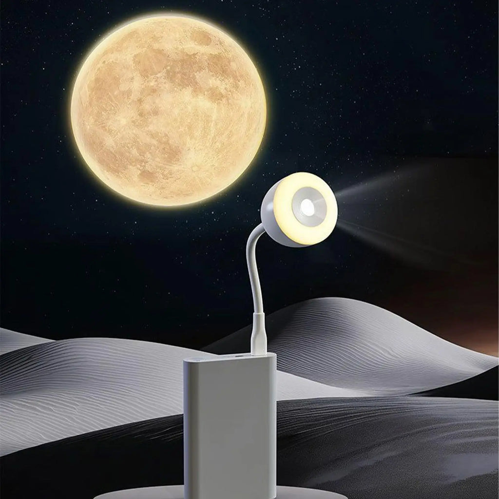 Projector Light Bedside Lamp USB Moon Projection Night 3 Modes Qme