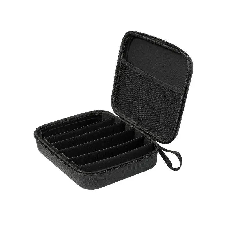4/5/6/7/8 Compartments Adjustable Glasses Organizer Black Eyewear Case with Sturdy Dividers, Travel Sunglasses Storage Box Qme