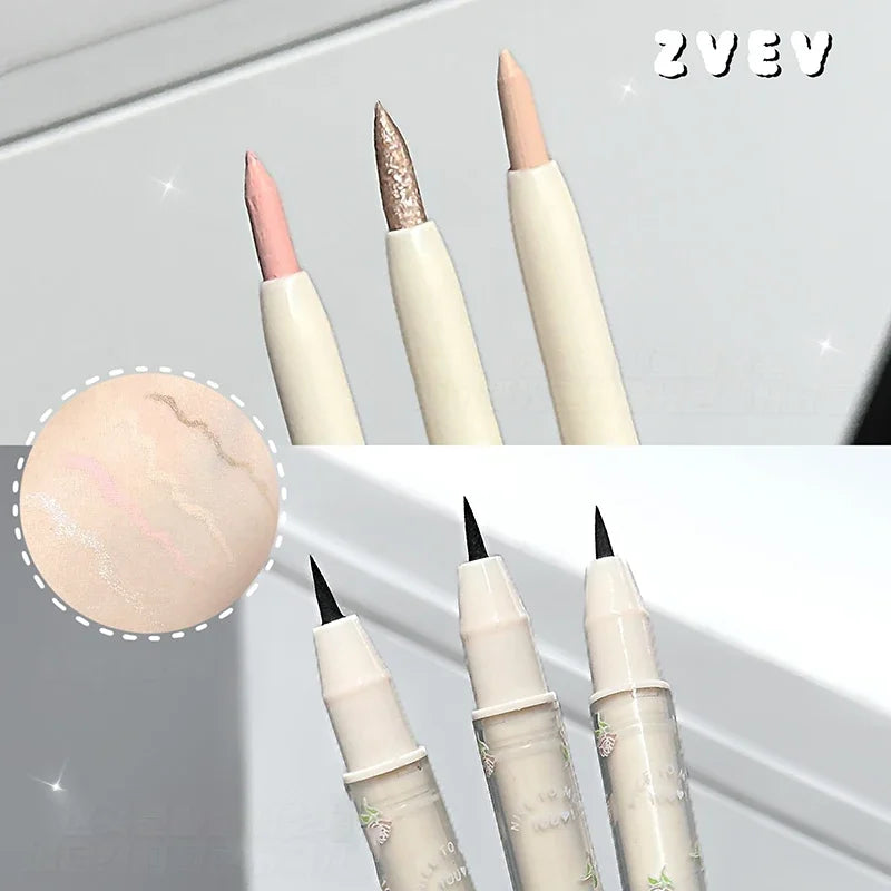 Double Head Matte Pearlescent Eyeliner Pen Highlighter Brightening Shadow Under Eyelid Liner Liquid Contour Lying Silkworm Pen Qme