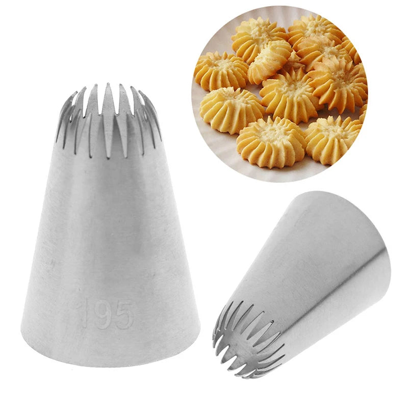 195 19 Teeth Stainless Steel Icing Nozzle Cookie Cream Flower Qme
