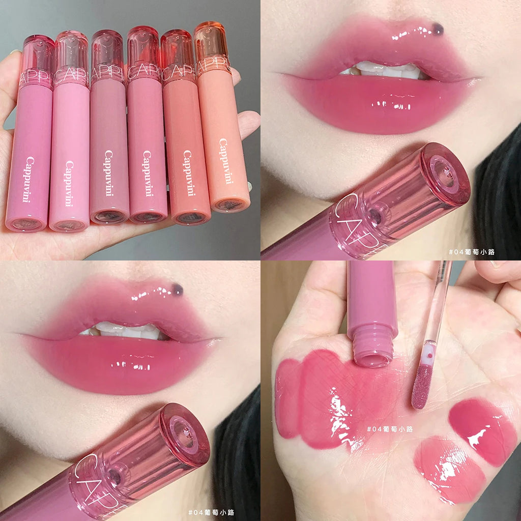 Crystal Jelly Lip Gloss Moisturizing Water-light Clear Lip Oil Waterproof Long Lasting Nude Glossy Grape Red Lip Tint Makeup Qme