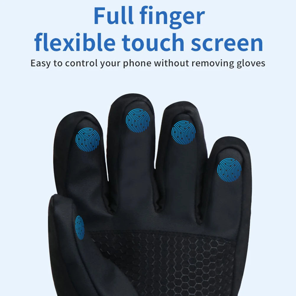 DC Plug in Winter Warm Electric Heated Gloves Heated Gloves Winter Ski Gloves Touch Screen Windproof Heated Gloves for Women Men Qme