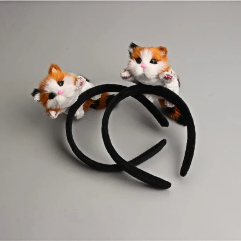 Cute Cat Plush Headband Wool Felt Animal Hair Band Women Girls Qme