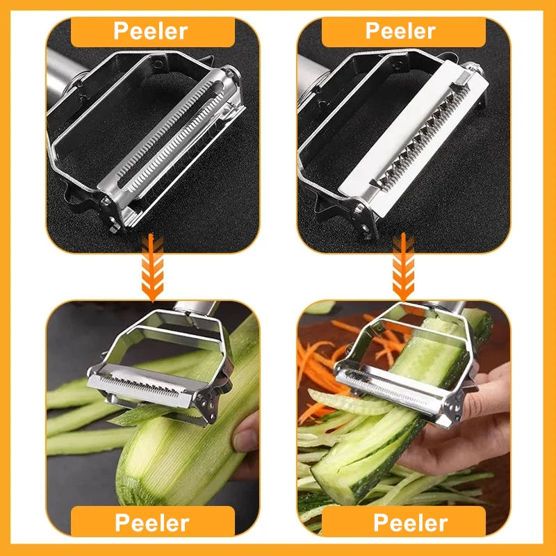 Vegetable Peeler Stainless Steel Melon Planer Double-Head Peeler Household Kitchen Multiple-Function Fruit And Vegetable Peeler Qme