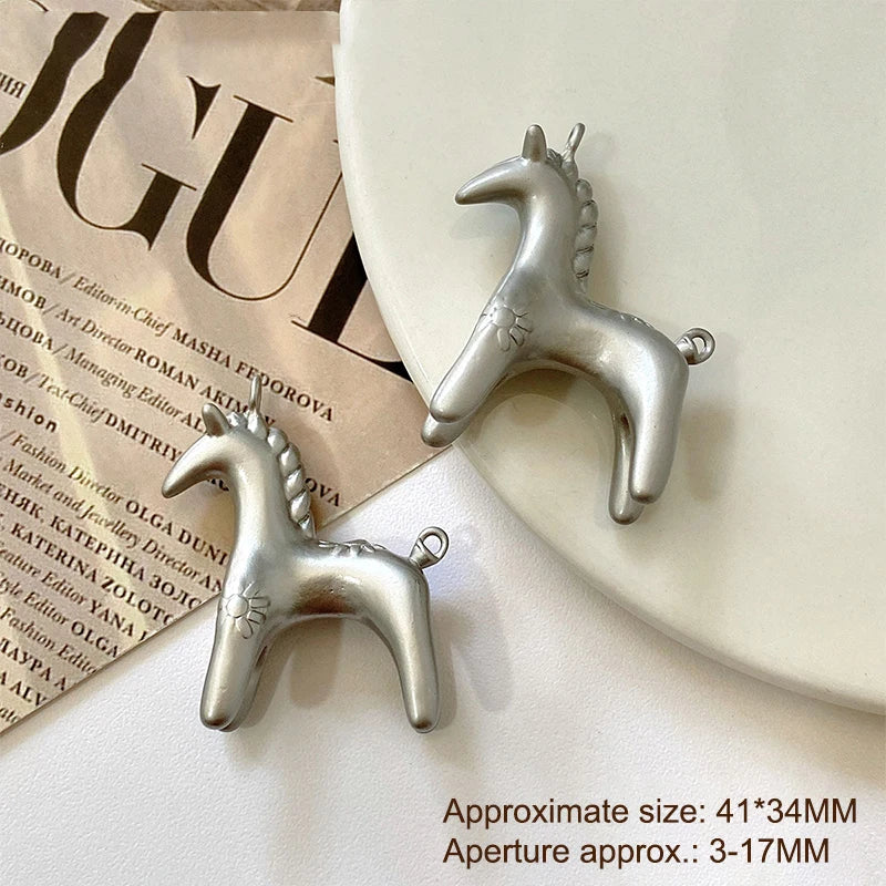 1Pcs Cute Gold Silver Color Horse Charms Pendants For Jewelry Making Necklace Earrings Bracelet DIY Accessories Supplies Qme A12
